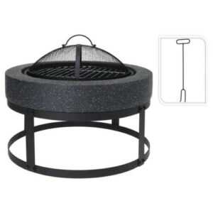 Feuerschale mit Grill Rund 50,5x50,5x37 cm Schwarz Gartenkamin ProGarden