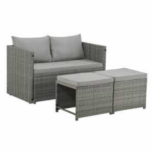 SVITA ATHINA Sitzgruppe Outdoor Gartenmöbel Set Balkonmöbel Polyrattan Grau