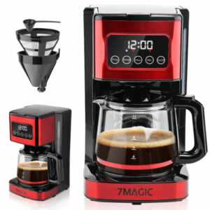 7MAGIC Kaffeemaschine mit Timer Zeitschaltuhr Dauerfilter 1.5L 12 Tassen 1000W