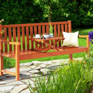 CASARIA® Gartenbank Wetterfest Holz Tisch klappbar 3-Sitzer Garten Sitzbank