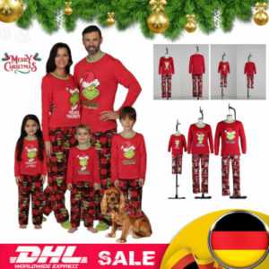 Weihnachts-Grinch Nachtwäsche Damen Herren Kinder Familie Pyjama Schlafanzug Set