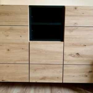 Kommode Sideboard Beistellkommode grifflos 120 cm NOLA Artisan Eiche / schwarz