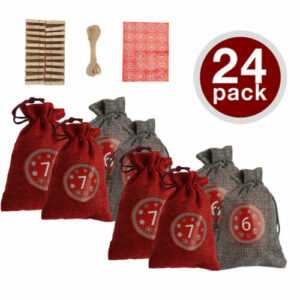 24 Adventskalender zum Basteln Decor Sack Weihnachten Befüllen Aufkleber Xmas