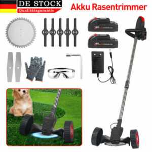 24V 850W Akku-Rasentrimmer mit 2 Akkus Motorsense Freischneider Kantenschneider