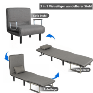 3 in 1 Relaxsessel Schlafsessel Schlafsofa Klappsofa Bettsessel verstellbar Grau