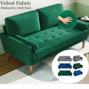 2 / 3 Sitzer Velvet Sofa mit 2 Kissen Modern Couch Love Seat Settee Loungesofa