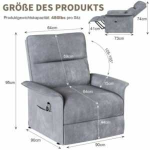 『NEU』Sofa Elektrisches 1-Sitzer, verstellbar von 105° bis 118°, 200 kg belastbar