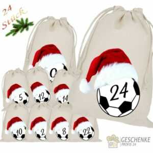 Weihnachtskalender Fussball Ball Adventskalender zum Befüllen 24 Stoffsäckchen