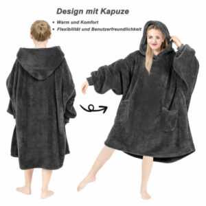 Hoodie Decke mit Ärmeln Kapuze,Übergroße Kapuzenpullover,Warme