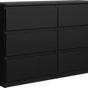 Kommode Schwarz mit 6 Schubladen 120 cm Sideboard Wohnzimmer Kommode Mehrzweck