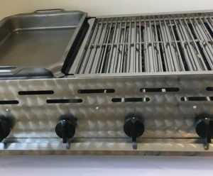 Gastrobräter Gasgrill Edelstahl 4er m. 2er Rost und 1er Pfanne 81 x 53 x 27 cm