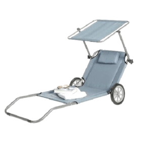 Sonnenliege Strandliege Trolley Aluminium Klappbar m. Rollen Sonnendach Grau NEU