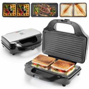 3-in-1 Sandwich Set Toaster Waffeleisen Toast Grill Panini Presse 900 Watt