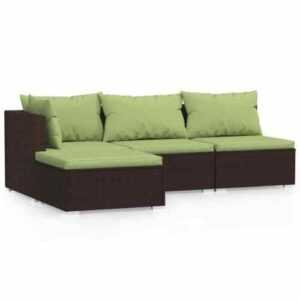 Garten Lounge Sitzset Sitzgruppe Pool Lounge PE-Rattan 4-tlg Inkl. Kissen