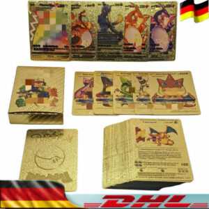 110Pcs für Pokemon Karte Metall Gold Mint Vmax GX Sammlung Boxen