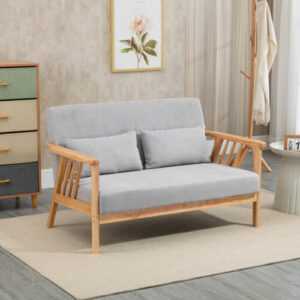 HOMCOM Zweisitzer 2-Sitzer Sofa, Doppelsofa mit Armlehne, Loveseat mit Samtoptik