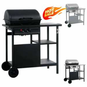 Gasgrill Grillwagen BBQ Grillstation Grill Stahl 3Brenner Garten Schwarz