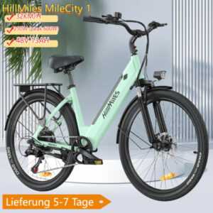 MileCity 1 eBike 26 Zoll E-fahrrad 250W E-Mountainbike 468Wh Elektrofahrrad Grün