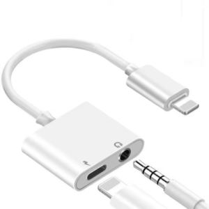 2in1 Adapter für Apple iPhone Splitter auf Klinke Aux 3,5mm Audio Kopfhörer Weiß