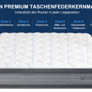 Molblly 120/140/160 Taschenfederkernmatratze Orthopaedi 7-Zonen Höhe 20cm H3/H4