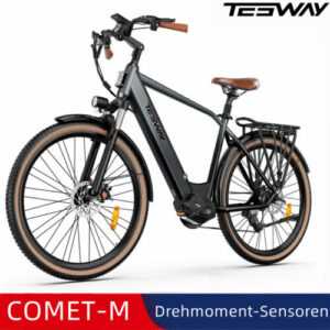 Trekking E-Bike 27.5 Zoll 500W 672Wh TESWAY Elektrofahrrad Mittelmotor Schwarz