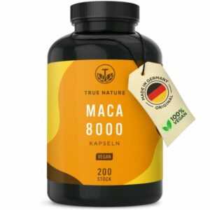 Maca 8000 Gold - 200 vegane Kapseln - Hochdosiert: 24.000mg  - TRUE NATURE®