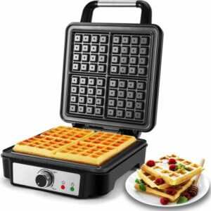 Tiastar Belgische Waffel Elektrisch, 4 Waffel, 1200 W Waffeleisen mit Antihaftb.