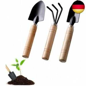 Gartenwerkzeug Set, 3-teiliges Gartengeräte Set Gartenschaufel Klein, Holzgriff