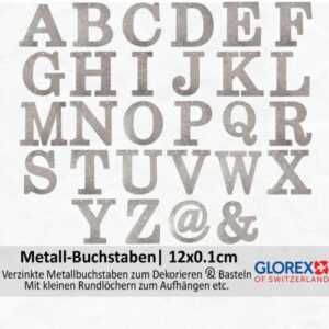 Glorex Metall Buchstaben/Zeichen, flach, 12x0.1 cm, zum Basteln und für Deko