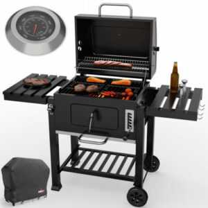 ONBEST Holzkohlegrill Grillrost aus Gusseisen XXL BBQ Camping Smoker Stand Grill