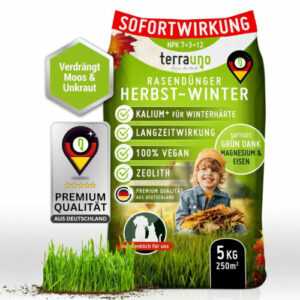 TerraUno Herbstrasendünger Rasendünger Herbstdünger 5 kg Vegan AKTION