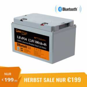 Aolithium 12V 100Ah  Bluetooth LiFePO4 Lithium Batterie mit BMS Low-Temp Schutz