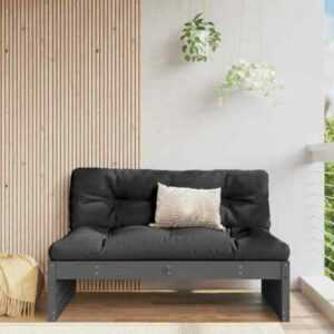 vidaXL Garten-Mittelsofa Grau 120x80 cm Massivholz Kiefer (ohne Kissen)