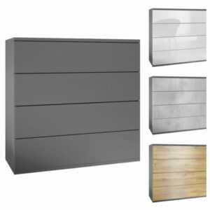 Kommode hängend Schrank Sideboard Pavos V3 in Anthrazit - Hochglanz & Naturtöne