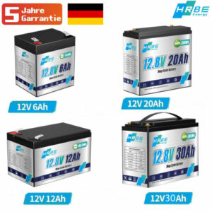 LiFePO4 Akku 12V 20Ah Lithium Batterie BMS für Solaranlage Reservestrom RV Boot