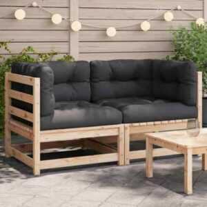 vidaXL Garten-Ecksofas 2 Stk. mit Kissen Massivholz Kiefer