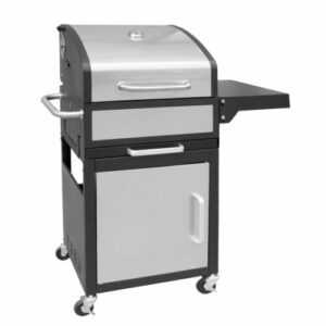 GRILLCHEF Holzkohlegrill Grill Grillwagen Temperaturanzeige 114 cm BBQ silber