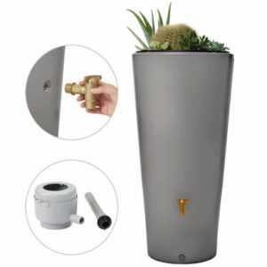 4rain VASO 2in1 Regenspeicher Regentonne 220 Liter zinkgrau inkl. ...