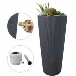 4rain VASO 2in1 DECOR Regenspeicher Regentonne 220 Liter graphite grey ...