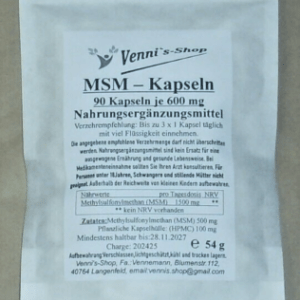 MSM 90 Kapseln Methylsulfonylmethan 600 mg je Kapseln