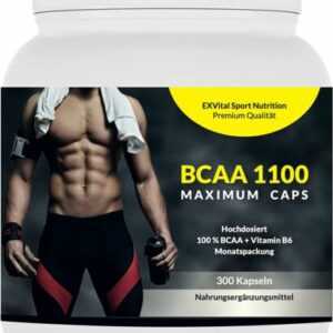 BCAA 1100 Maximum Caps, 300 Kapseln, mit Vitamin B6, Aminosäure von  EXVital