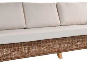 Rattan-Sofa Valencia 3-Sitzer Liegesofa Wintergarten Couch/mit Polster (Natur)