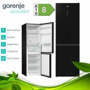 Gorenje Kühl Gefrierkombination NoFrost Plus freistehend Kühlschrank Schwarz LED