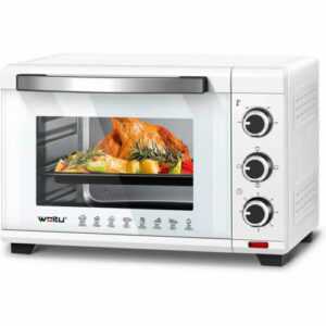 WOLTU Minibackofen 28L 1600W 3 Heizmodi Pizzaofen 60 Min Timer 100-230°C Weiß