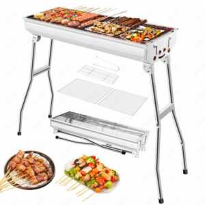 Grill BBQ Holzkohlegrill Klappgrill Camping Standgrill Tragbar XXL Edelstahl DHL