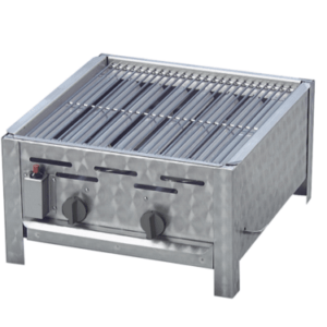 Partygrill Gasgrill Edelstahl mit Rost 2 flammig Gastrobräter 48 x 53 x 27 Grill