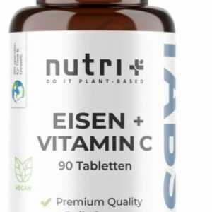 Eisen Tabletten hochdosiert + Vitamin C - Eisentabletten 50 mg Nahrungsergänzung