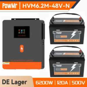 PowMr 6200W 48V Solar Wechselrichter MPPT 120A Ladegerät Or 150AH 12.8V Batterie