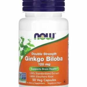 Now Foods Ginkgo biloba, doppelte Stärke, 120 mg, 50 pflanzliche Kapseln