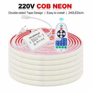 230V Neon COB LED Stripe Streifen Dimmbar IP67 Band Lichterkette Selbstklebend